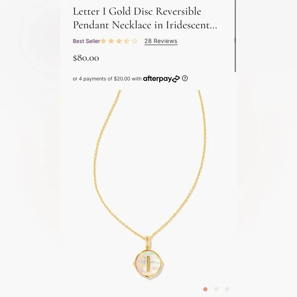 Kendra Scott Letter “I”Gold Disc Pendant Necklace in Iridescent Abalone - Picture 4 of 8